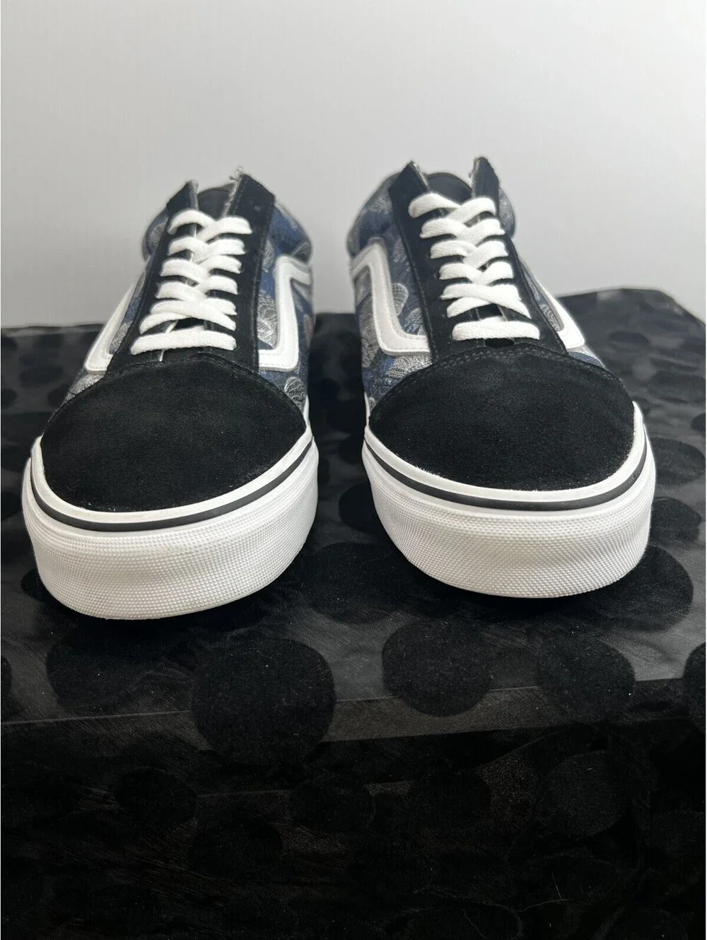 Vans Old Skool Wireframe Skull Print Sneakers Men's 11.5 Blue Black EU45